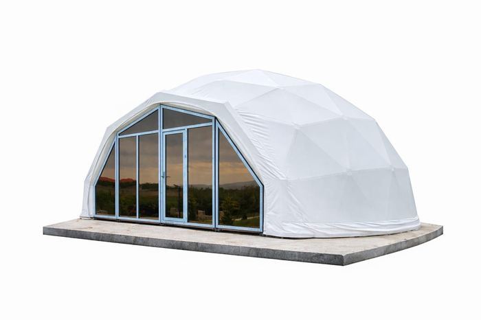 White membrane dome with glazed front, studio render