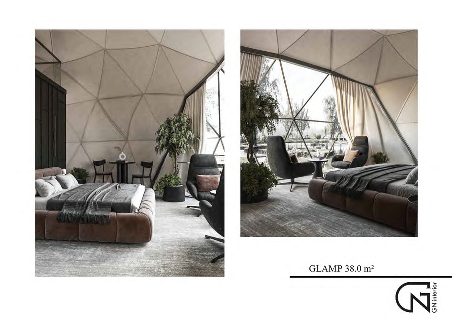 Geo-Dome L8MD large geodesic dome with panoramic glass