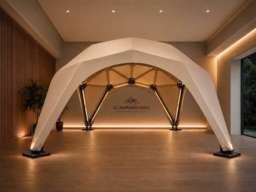 Quadrodome 4×4 with white cover in the GLAMPINGHOUSE showroom